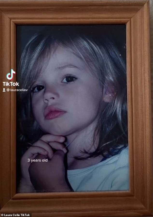 Laura shared photos from her childhood on TikTok to hit back at trolls who claimed she had plastic surgery