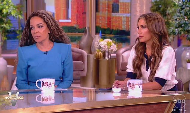 Sunny Hostin (left) was shocked when Whoopi said Trump's name while Alyssa Farah Griffin talked about her time at the White House