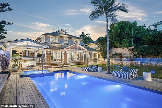 The businessman, who co-founded the fake tan brand with Blair James, has put some of his generous earnings into purchasing a sprawling mansion in Byron Bay (pictured)