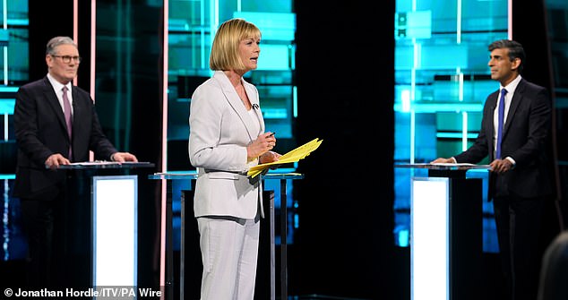 Presenter Julie Etchingham tries to keep order during the Sunak vs Starmer debate on ITV this week