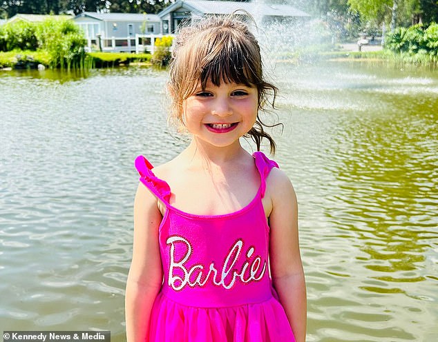 Isabella, 4, enjoyed a family day out but was rushed to hospital after swallowing a battery believed to have fallen from a child's toy