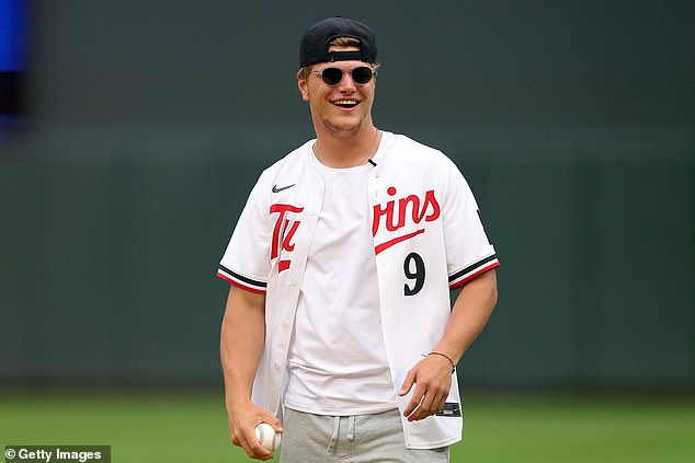 JJ McCarthy threw out the first pitch before the Minnesota Twins took on the Tampa Bay Rays