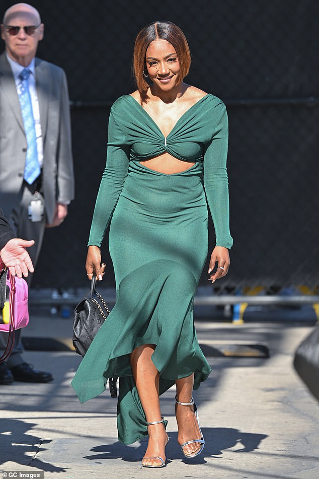 Tiffany Haddish looked sensational as she arrived at the El Capitan Theater in Hollywood on Wednesday ahead of her Jimmy Kimmel Live!  appearance