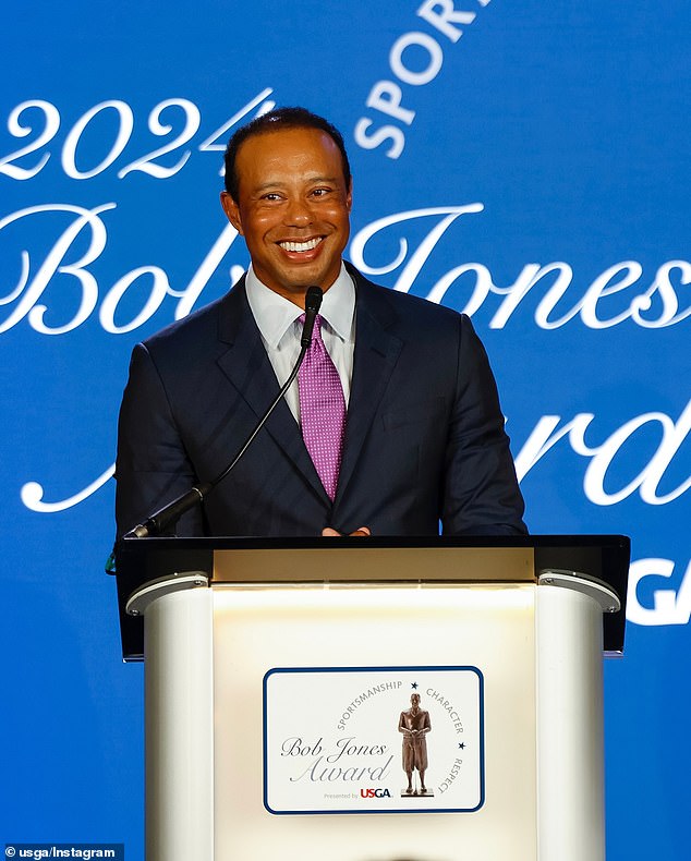 Tiger Woods received a prestigious award from the USGA on Tuesday evening