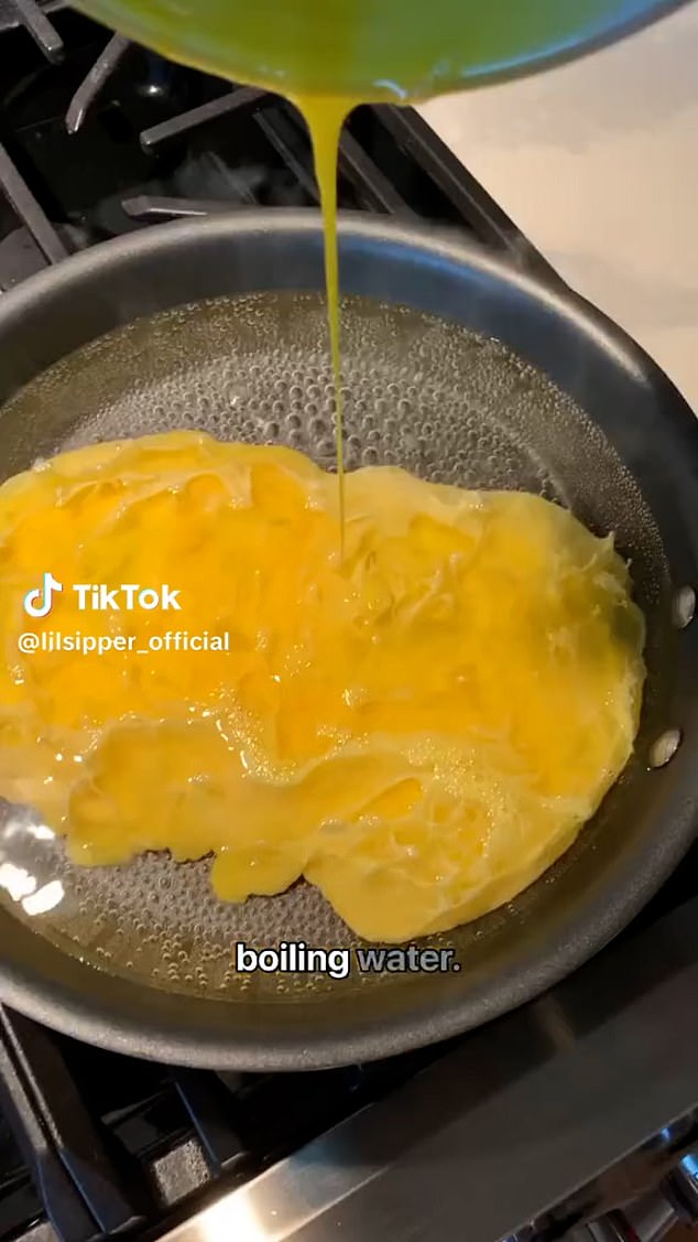 An American social media user has sparked outrage after sharing a video of making scrambled eggs in boiling water