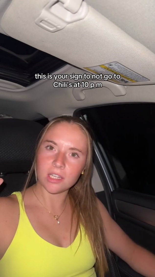 Julia Baker described a shocking encounter with a Chili's employee while picking up a takeout order in a June 16 TikTok video