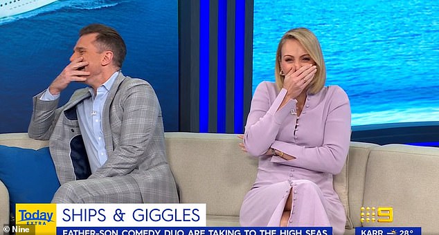 Today Extra presenter Sylvia Jeffreys was left speechless after a child comedian swore during a live interview on the breakfast show.  Pictured is Sylvia and co-host David Campbell