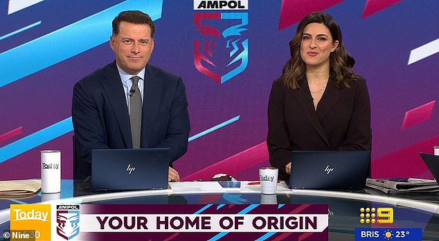 Sports Tired Today viewers are taking to social media to express their dissatisfaction that the show is focusing too much on Queensland's home state.  On Thursday, co-presenters Karl Stefanovic (left), 49, and Sarah Abo (right), 38, sat behind an NRL-branded desk