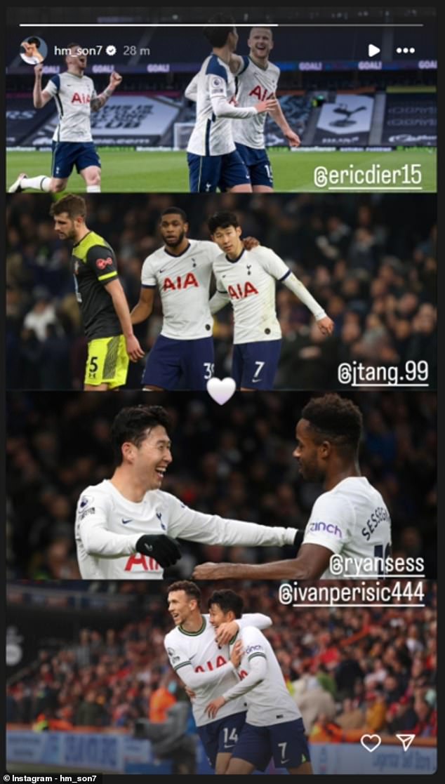 Son Heung-min posted this tribute to Spurs' departing players on his Instagram story