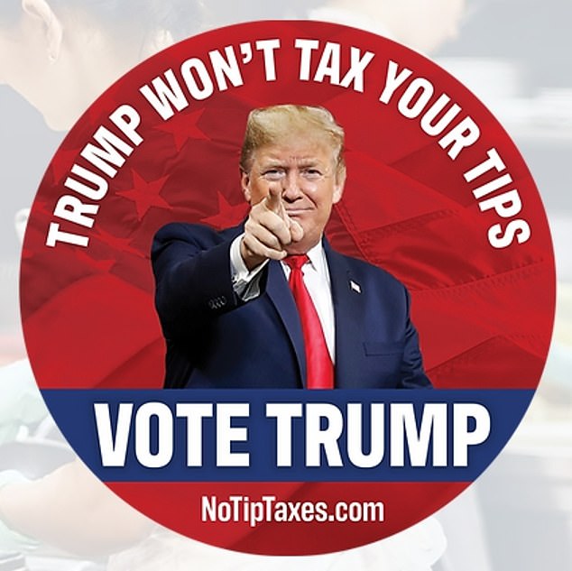 MAGA Inc., a pro-Trump Super PAC, is offering stickers to promote Donald Trump's new pledge to raise taxes on tips.  It comes after diners shared receipts they had written on in support of the policy to help workers who rely on tips