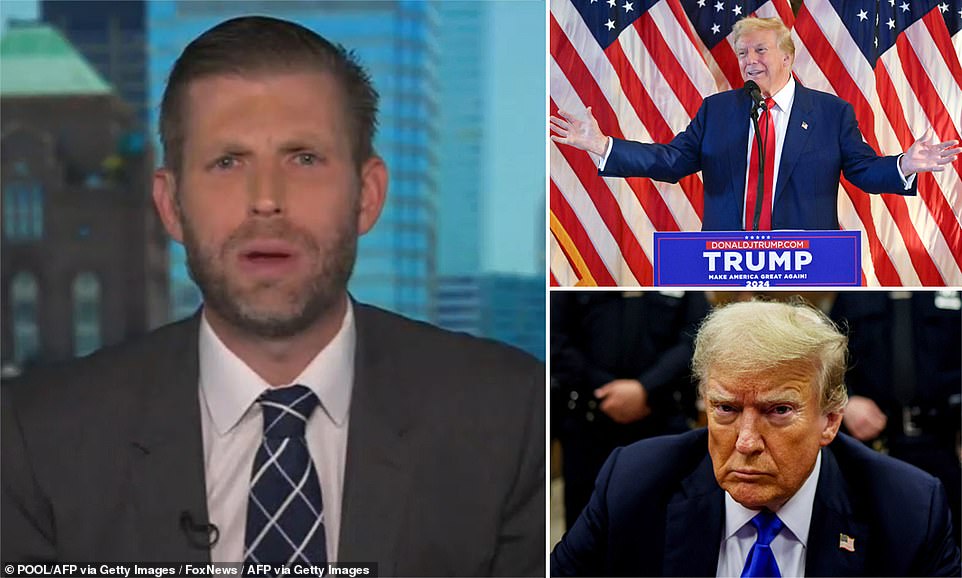 Donald Trump's campaign has raised as much as $200 million since the former president was found guilty of 34 crimes last Thursday, his son Eric Trump said Sunday.  Eric, who is married to Republican National Committee (RNC) co-chair Lara Trump, said she told him the amount consisted of more than $70 million in fundraising for small donors in the three days since his father was found guilty of 34 crimes related to falsifying company documents.