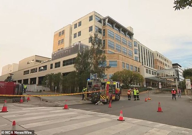 Up to 200 people were evacuated from the hospital and nearby TAFE (Photo: NSW Fire and Rescue crews on scene)