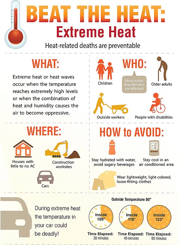The CDC reported that there are steps you can take to protect yourself from heat-related illnesses, including staying hydrated as much as possible and staying in air-conditioned spaces