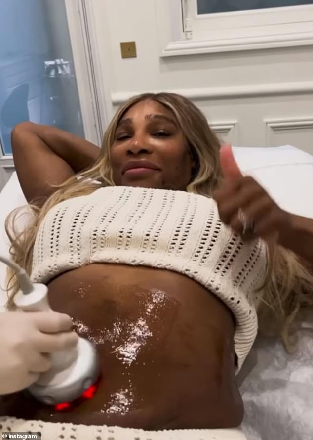 Serena shared a video on Instagram of her reclaiming her body with a spa treatment aimed at her stomach scars
