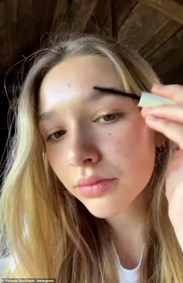 Victoria and David Beckham's 12-year-old daughter Harper wiped off her mother's makeup on Monday to film a tutorial for Instagram