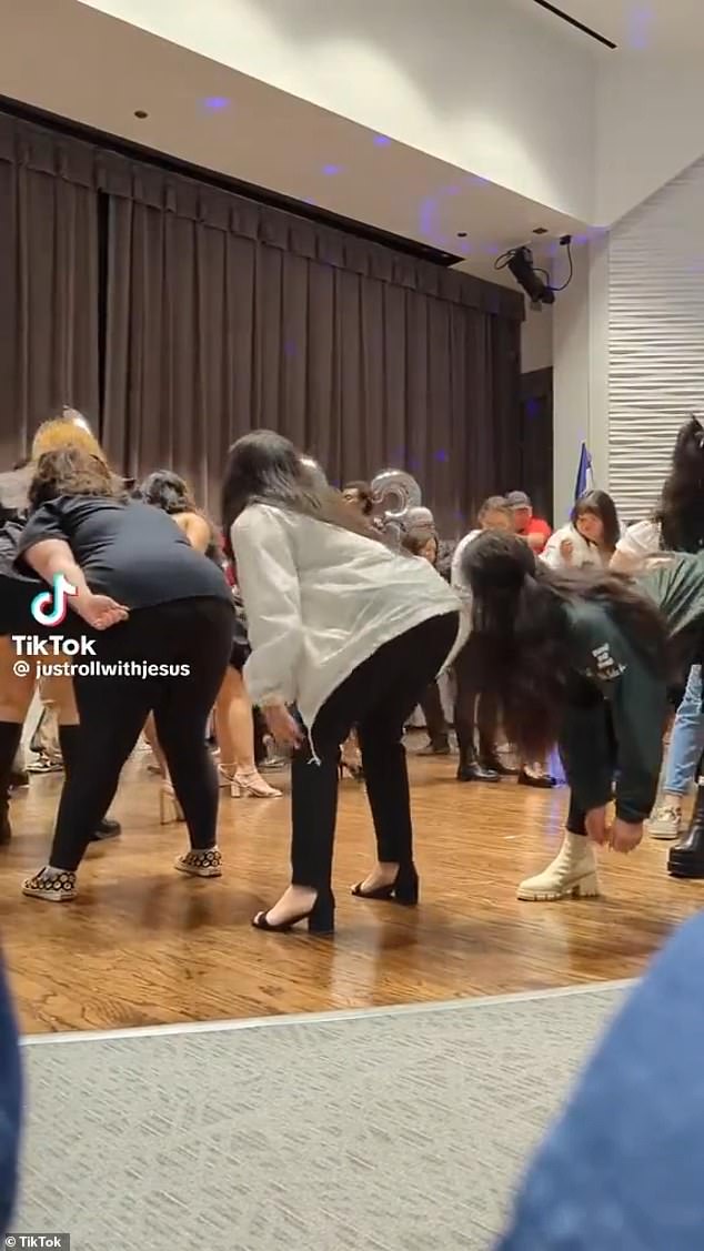 A group of Gamma Alpha Omega members, a Latina sorority at the University of Houston Downtown, were seen dancing to Crime Mob's song 