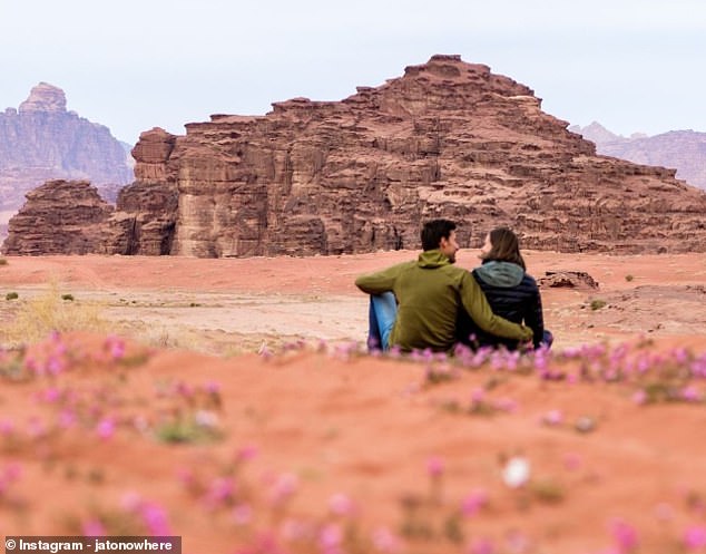 Johannes and Anna, seen above in the Wadi Rum, converted a 2001 Toyota Land Cruiser into a livable home and set off from their home in the Netherlands