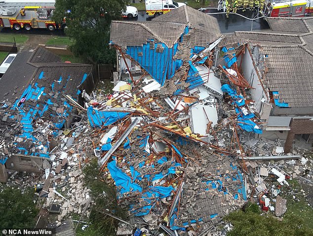 The explosion occurred on the second floor of a government-owned senior housing complex on Waikanda Crescent in Whalan, western Sydney, and left the townhouse in ruins.