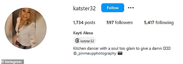 While Katie works as a relationship therapist, her personal Instagram bio defiantly says: 'Kitchen dancer with a soul too glamorous to care'