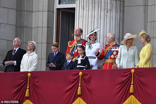 The Royal Family were in full force today as they watched the King's annual Birthday Parade and took to the famous Buckingham Palace balcony to watch the Trooping the Color flypast