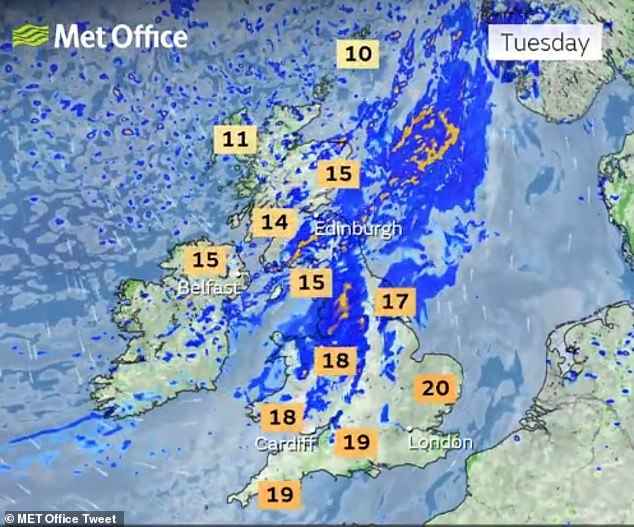 The Met Office has revealed that current temperatures (pictured June 11) are around half of what they were a year ago