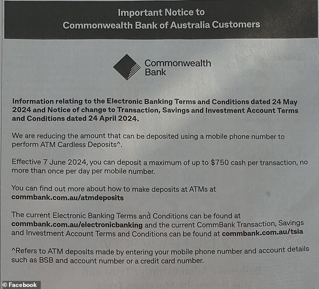 A CBA spokesperson said the measure, which came into effect last week, was aimed at better protecting their customers from financial crime