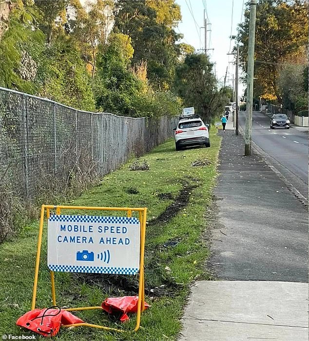 Locals were outraged by the scene of tire tracks (pictured) left this week by the mobile vehicle with a speed detection camera parked on a nature strip in Lindfield, on Sydney's Upper North Shore.
