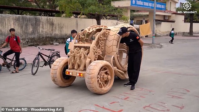 A Youtuber named Truong Van Dao of ND Woodworking Art has created a functional time machine-inspired car