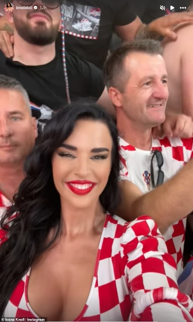 Knoll posted several photos of herself enjoying the atmosphere with other Croatian fans after Luka Modric put her side up 1-0