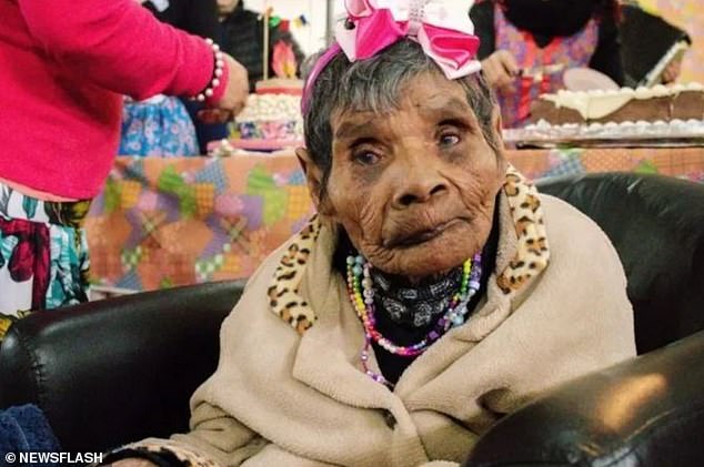 Amantina dos Santos Duvirgem, 124, poses at her 123rd birthday party in Tibagi, Brazil, on Friday, June 16, 2023. Tibagi City Hall is hosting another birthday party next week to celebrate her 124th birthday