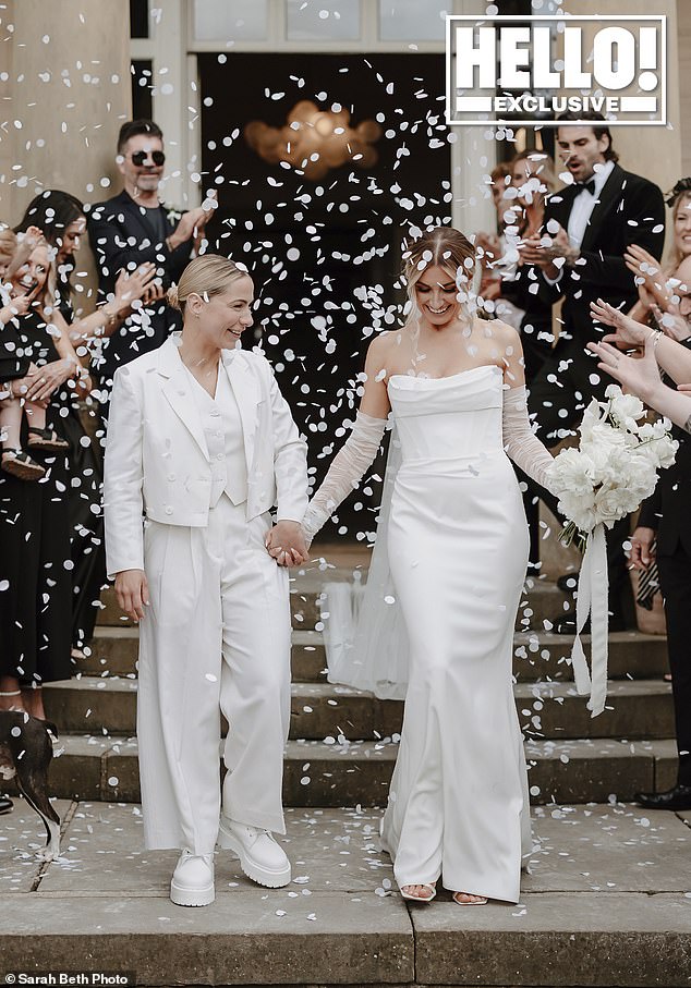 Lucy Spraggan has married girlfriend Emilia Smith in a star-studded ceremony in Yorkshire after Simon Cowell walked her down the aisle