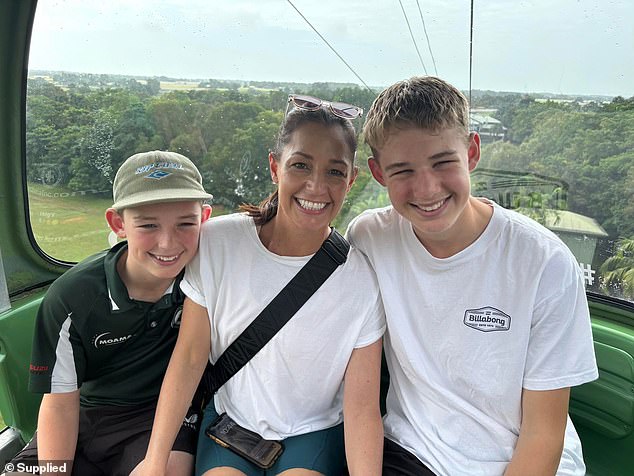 Single mother Nicole Murphy (pictured with her sons Finn, right, and Nate, left) was diagnosed with stage four colon cancer on February 1