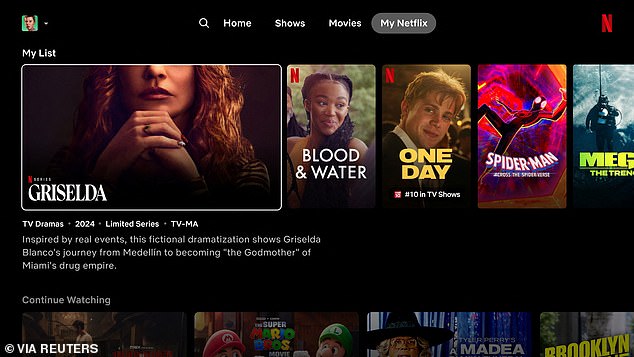 The design of the new homepage for the Netflix app is shown.  It limits the options previously available in the menu on the left