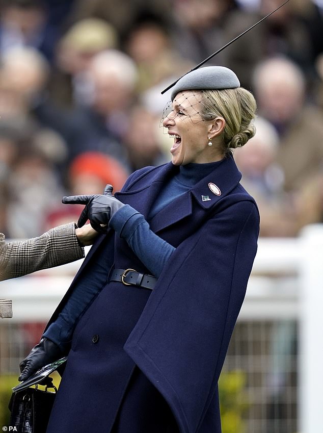 Zara Tindall on day one of the Cheltenham Festival in March this year. Her life seems like a dizzying social whirlwind