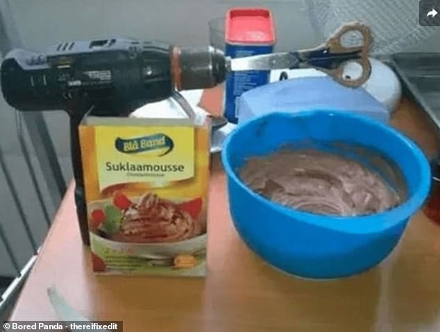 Handy in the kitchen!  This baker from Finland did not let a broken electric whisk slow him down