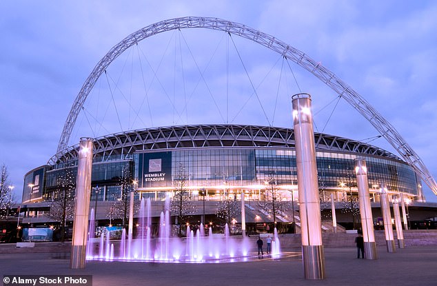 Speaking to The Sun, a source said Dua will play to a crowd of 90,000 at Wembley next year (pictured), following in the footsteps of the likes of Madonna and most recently Taylor Swift.