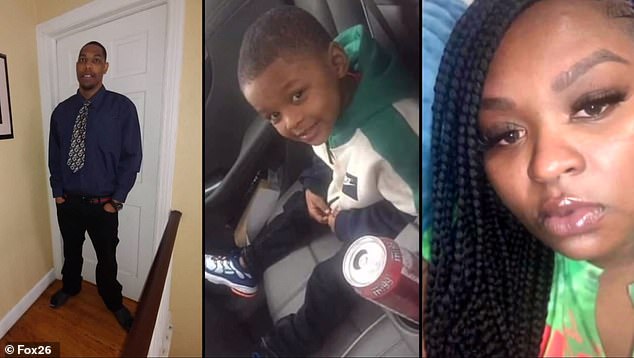 From left to right: Aaron Benson, Caleb Harris and LaShon Marshall, Caleb's mother.  All three were murdered by Hardy in their Detroit home