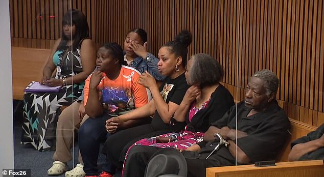 Family members are pictured in court awaiting Hardy's sentencing