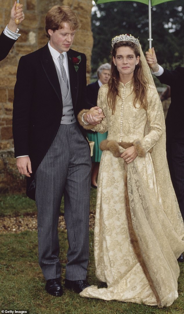 Pictured: Lady Kitty Spencer's parents Earl Charles Spencer and Victoria Lockwood on their wedding day in September 1989