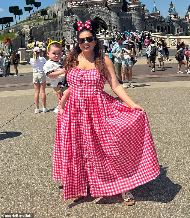 The reality star got into the Disney spirit during the trip, as she wore a pair of Minnie Mouse ears and a matching red-and-white gingham sundress, while little Jude wore adorable Lion King ears and a T-shirt that read, 