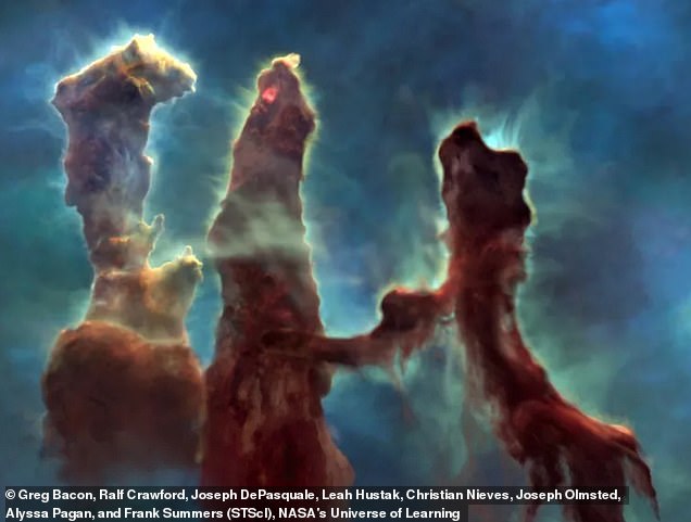 This older image was taken with the Hubble Space Telescope and uses the visible light spectrum
