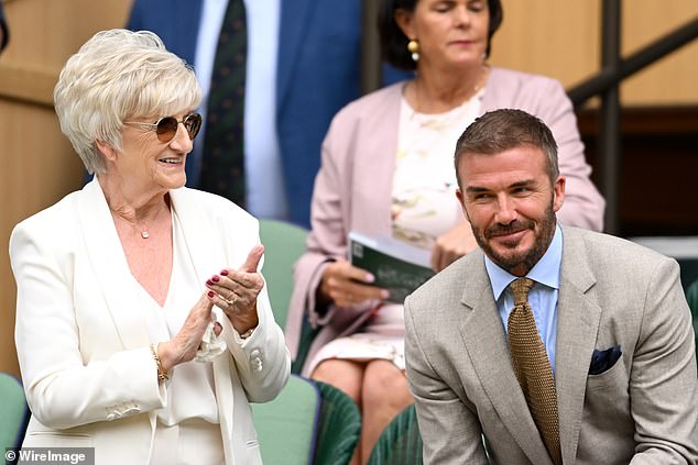 David and his mother Sandra were invited to sit in the Royal Box to watch British star Emma Radacanu play her first match at the tournament in two years