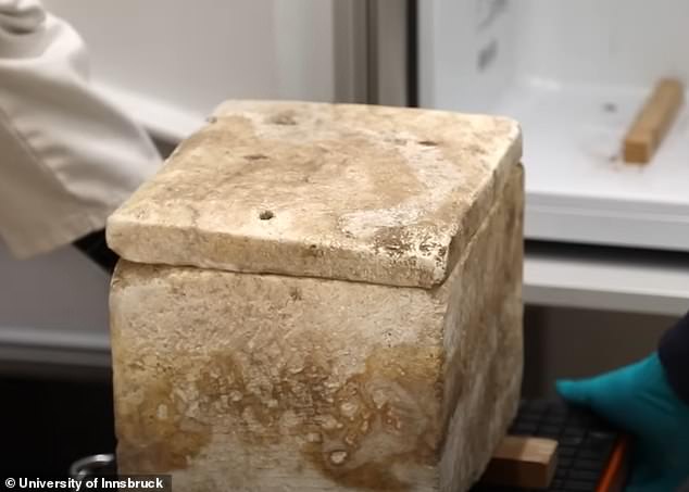 The box was found in a square marble box discovered beneath what was once an altar