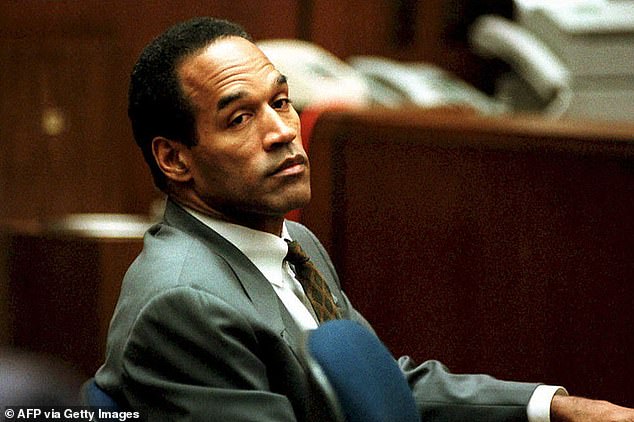 His sports and movie stardom would be overshadowed by his arrest for the murders of Brown and Goldman.  Pictured: Simpson in Los Angeles Superior Court in December 1994