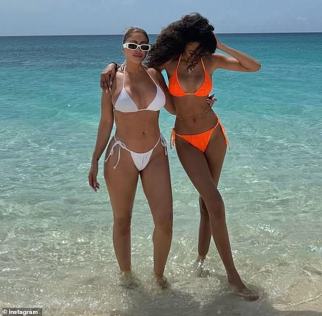 The RHOM star and her daughter - who she shares with ex-husband Scottie Pippen - dipped their toes in the ocean during their girls' getaway