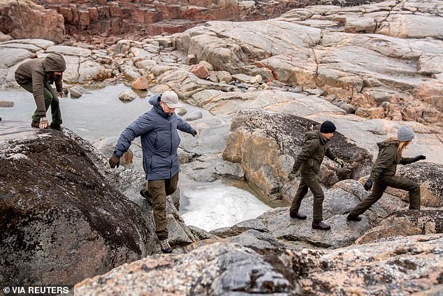 Mary, Frederik, Vincent and Josephine walked through the rocky landscape of Qeqertarsuaq