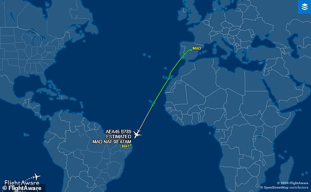Air Europa flight UX045 from Madrid, Spain to Montevideo, Uruguay, was diverted to Natal, Brazil on Monday after encountering severe turbulence, injuring 30 passengers.
