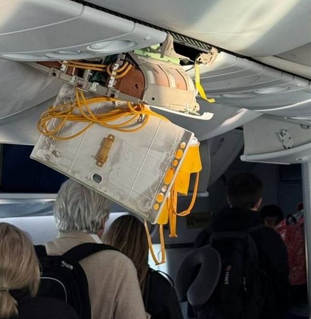 Passengers disembark Air Europa flight UX045 in Natal, Brazil after emergency landing Monday