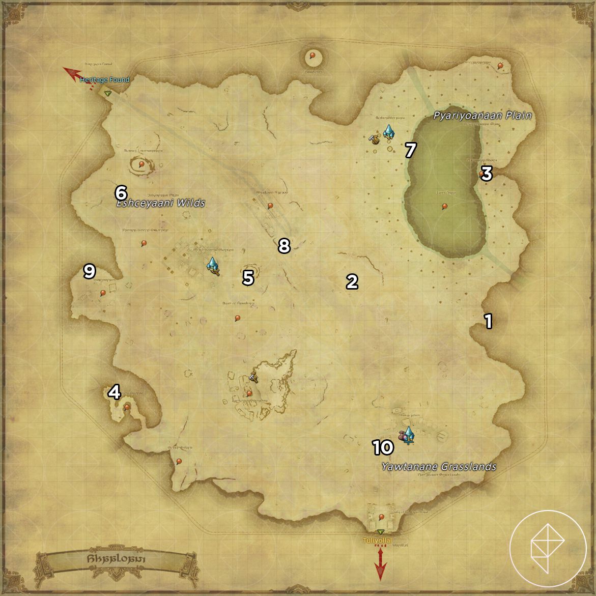 A map of Shalloani in FFXIV: Dawntrail