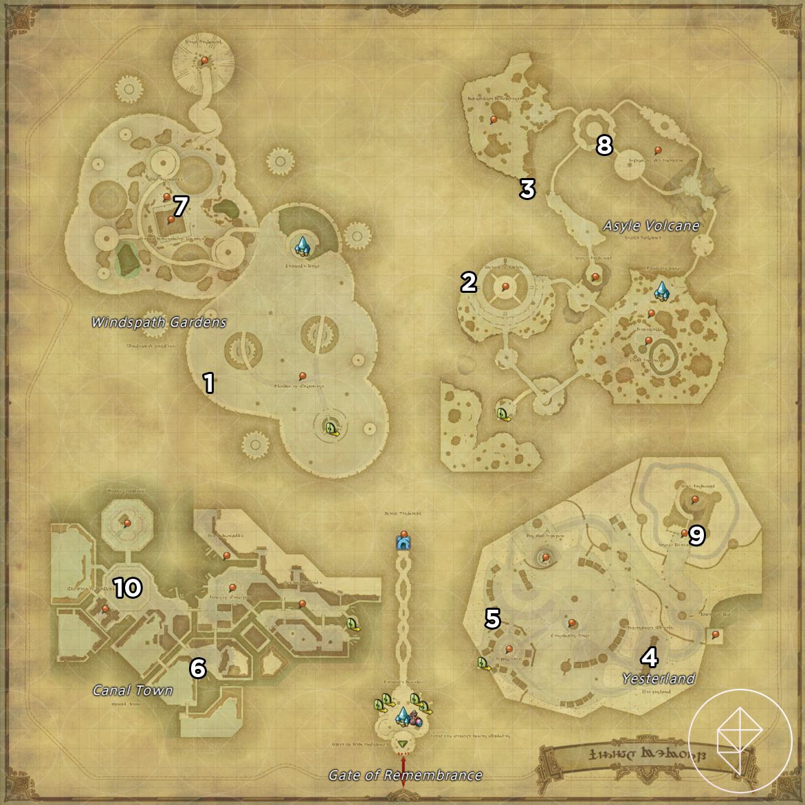 A map of Living Memory in FFXIV Dawntrail